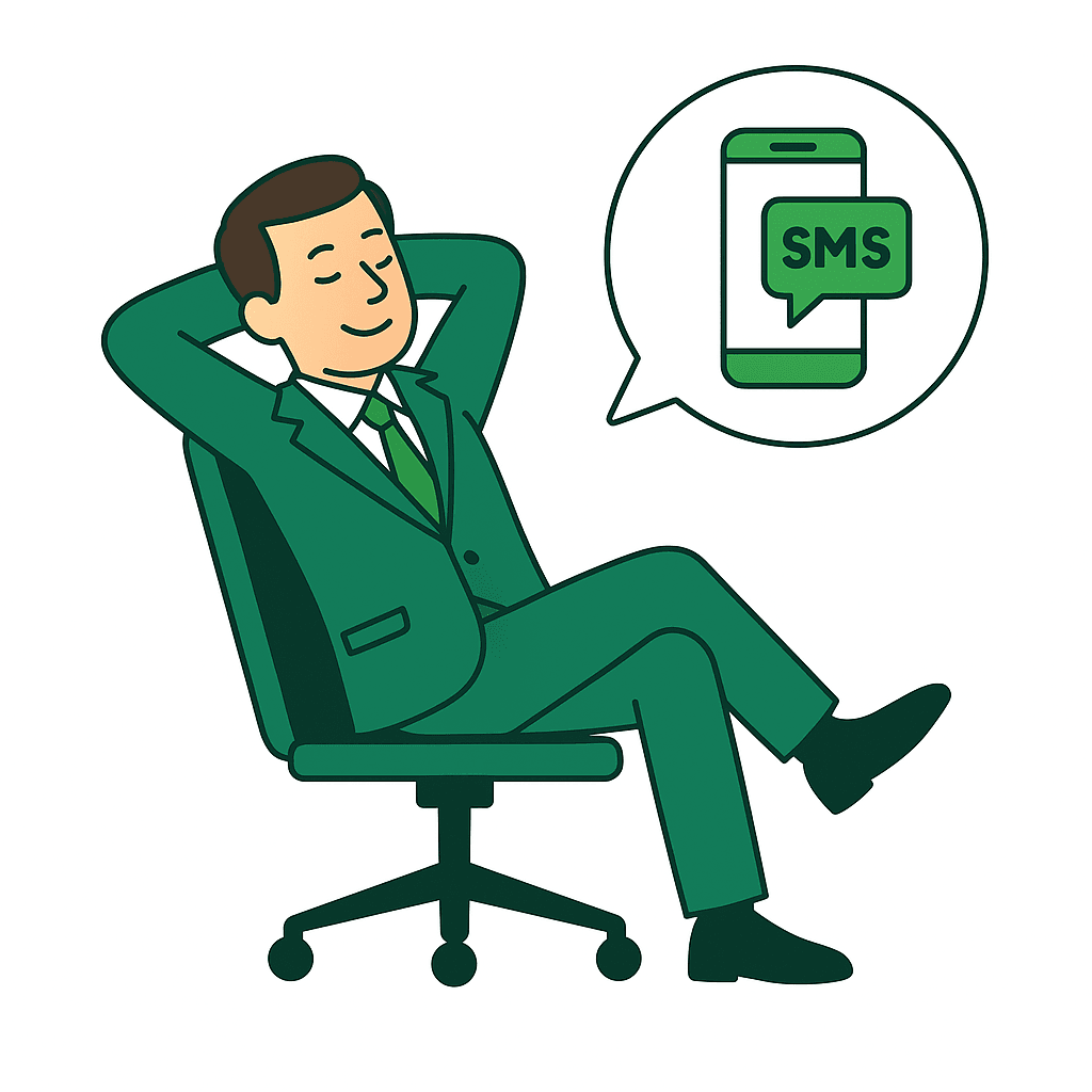 Executive relaxing while AI handles orders